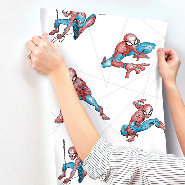 Spider-Man Fracture Blue & Grey Wallpaper with Comic Superhero Motif - York DI0939