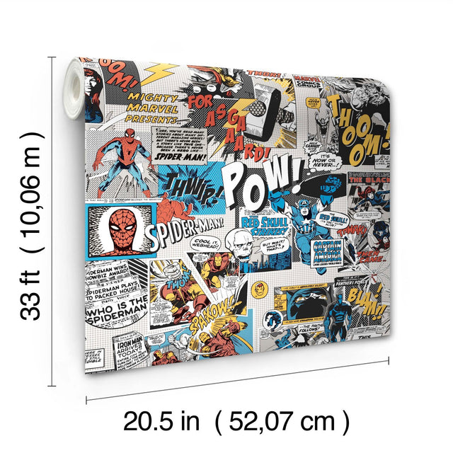Marvel Comics Pow! Black & Blue Comic Panel Wallpaper - York DI0944