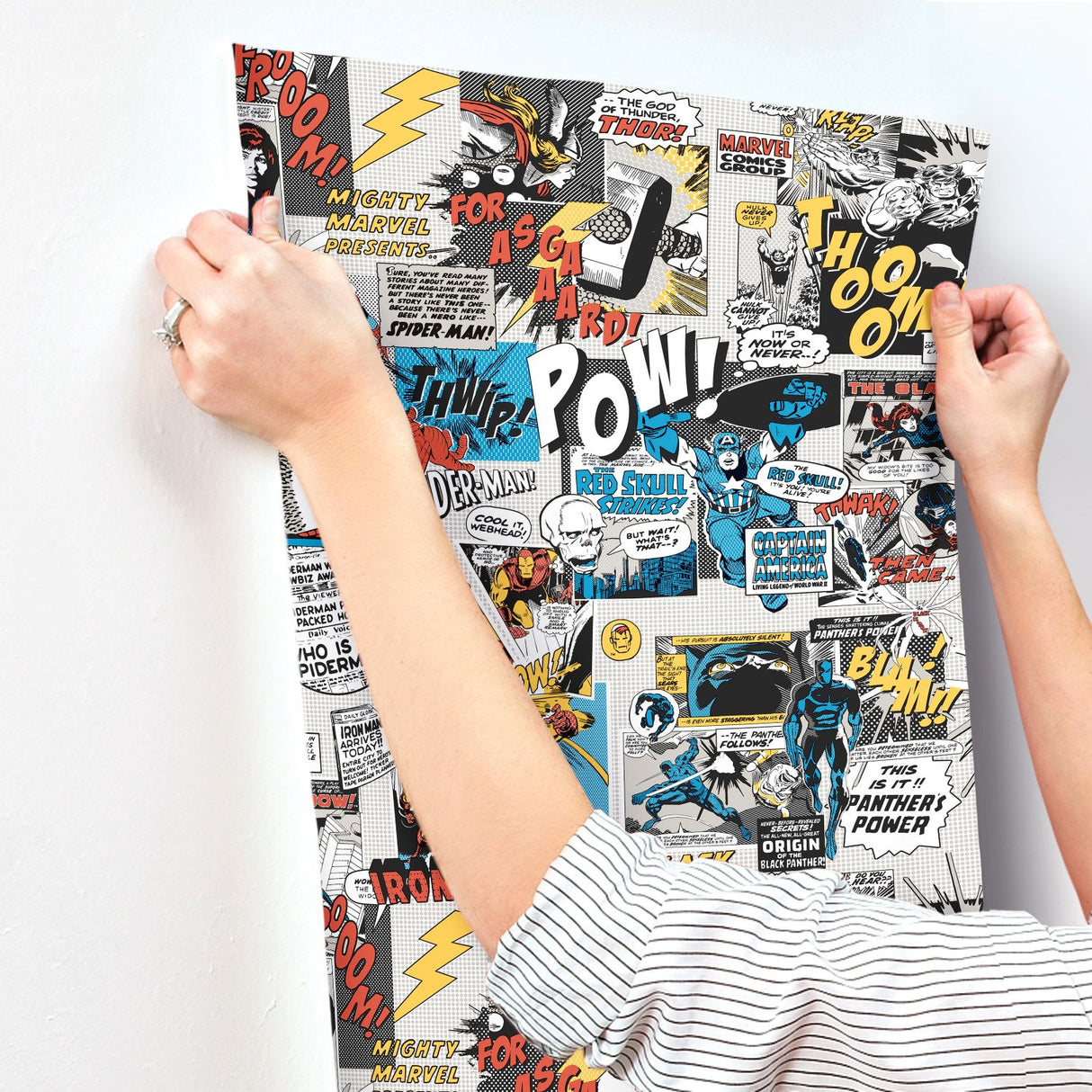 Marvel Comics Pow! Black & Blue Comic Panel Wallpaper - York DI0944