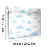 Disney Winnie the Pooh Cloud Blue Wallpaper with Nursery Cloud Pattern - York DI0975