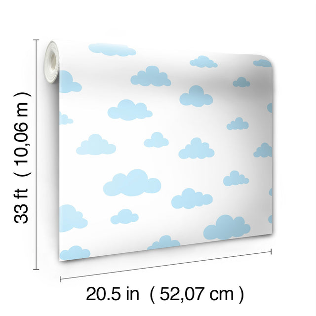 Disney Winnie the Pooh Cloud Blue Wallpaper with Nursery Cloud Pattern - York DI0975