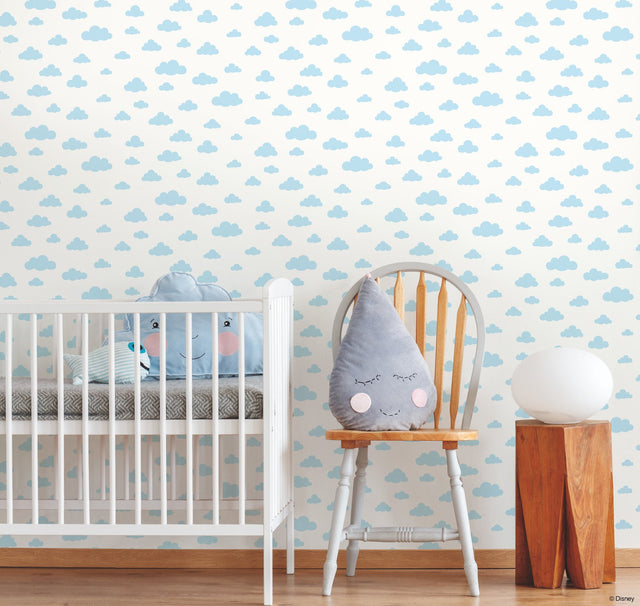 Disney Winnie the Pooh Cloud Blue Wallpaper with Nursery Cloud Pattern - York DI0975