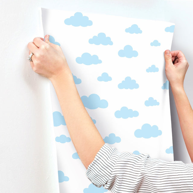 Disney Winnie the Pooh Cloud Blue Wallpaper with Nursery Cloud Pattern - York DI0975