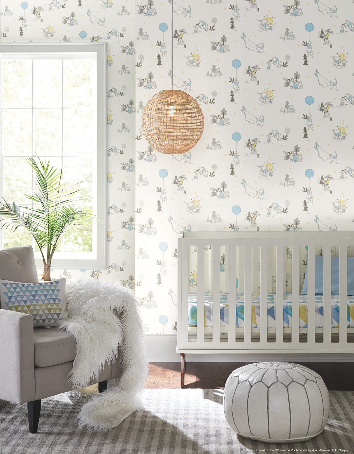 Disney Winnie the Pooh Playmates Yellow Wallpaper with Animal Motif - York DI0982