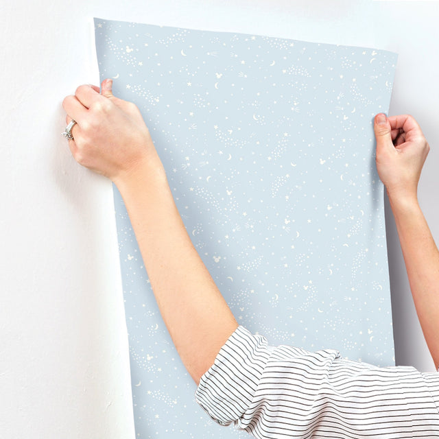 Disney Mickey Mouse Star Blue Wallpaper with Celestial Motif - York DI0985