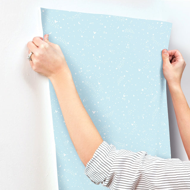 Disney Mickey Mouse Star Teal Wallpaper with Celestial Dot Motif - York DI0986