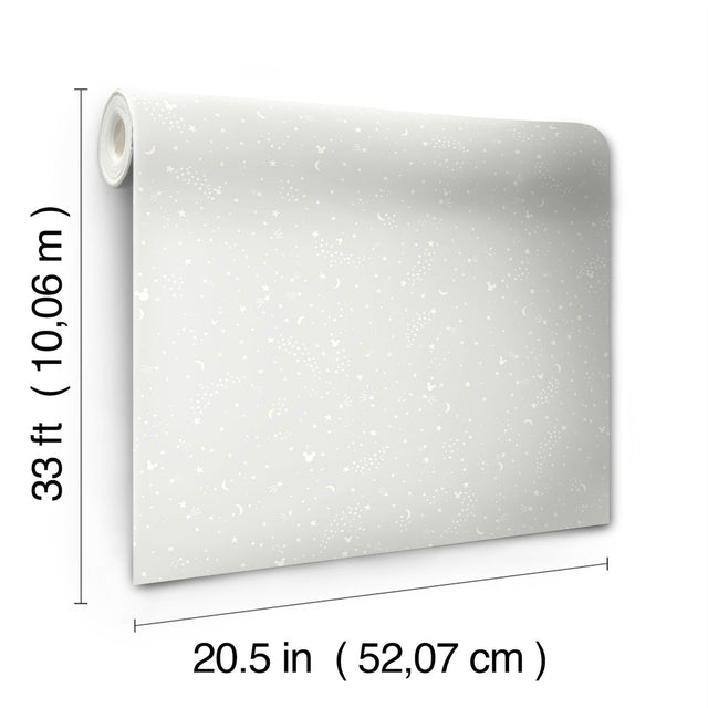 Disney Mickey Mouse Star Grey Wallpaper with Celestial Mickey Motif - York DI0987
