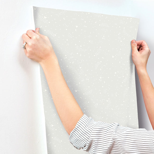 Disney Mickey Mouse Star Grey Wallpaper with Celestial Mickey Motif - York DI0987