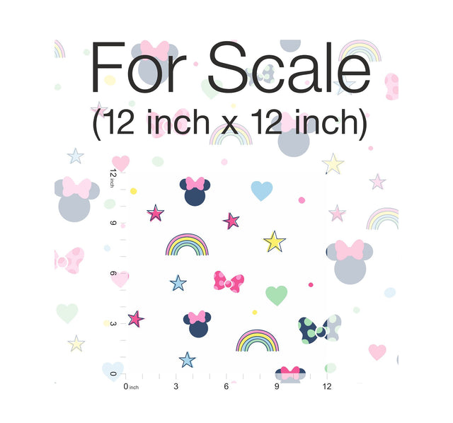 Disney Minnie Mouse Rainbow Pink Wallpaper with Pastel Hearts, Stars & Bows - York DI0991