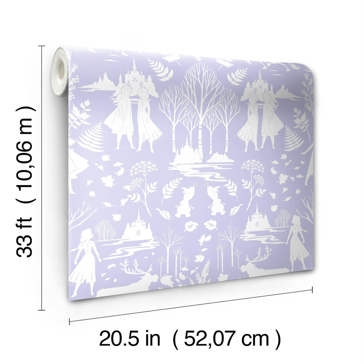Disney Frozen 2 Nordic Purple Glitter Wallpaper with Nordic Silhouette Pattern - York DI1013