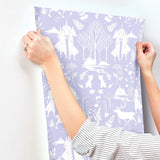 Disney Frozen 2 Nordic Purple Glitter Wallpaper with Nordic Silhouette Pattern - York DI1013