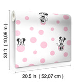 Minnie Dots Pink Wallpaper with Polka Dot Disney Character Motif - York DI1027
