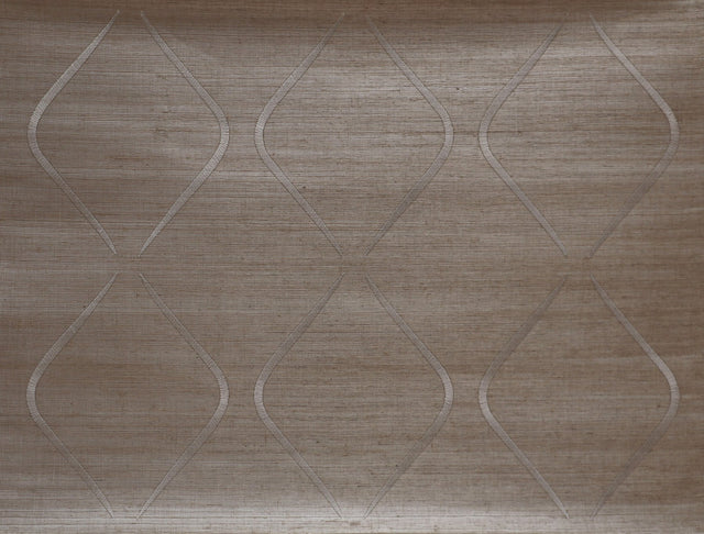 Marquise Cream Grasscloth Wallpaper with Embroidered Diamond Motif - York DL2901