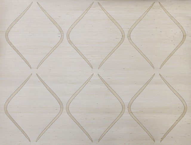 Marquise White Grasscloth Wallpaper with Embroidered Diamond Motif - York DL2902