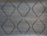 Marquise Indigo Grasscloth Wallpaper with Embroidered Diamond Motif - York DL2903