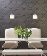 Marquise Indigo Grasscloth Wallpaper with Embroidered Diamond Motif - York DL2903