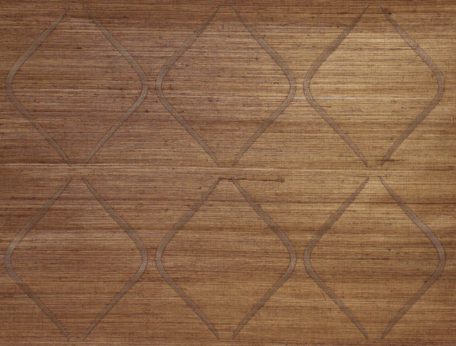 Marquise Gold Grasscloth Wallpaper with Diamond Motif - York DL2904