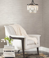 Lombard Dark Silver Grasscloth Wallpaper with Horizontal Zigzag Texture - York DL2912