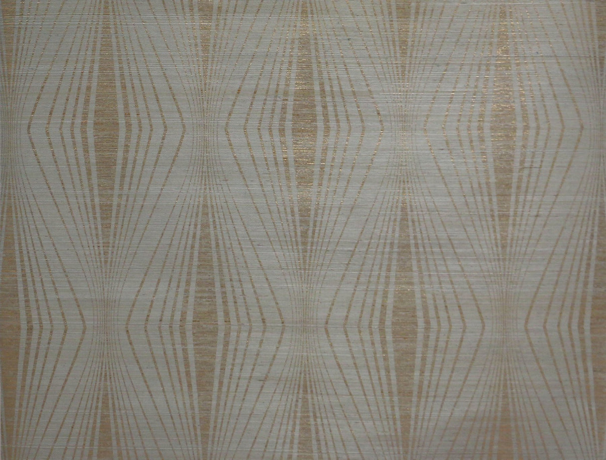 Radiant Gold Grasscloth Geometric Wallpaper with Modern Art Deco Motif - York DL2933
