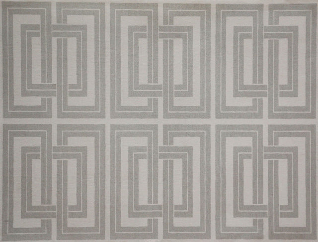 Quad Silver & White Geometric Non Woven Wallpaper - York DL2969