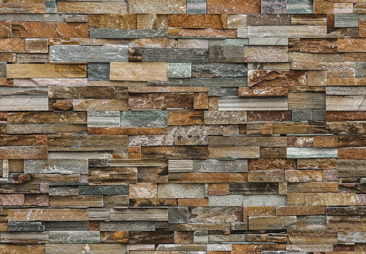 Colorful Stone Faux Effects Multicolor Wall Mural with Industrial Graphic Pattern - Wizard & Genius WG159