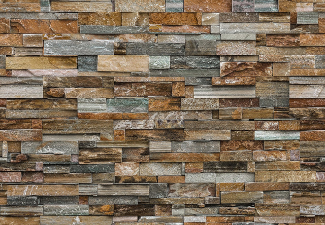 Colorful Stone Faux Effects Multicolor Wall Mural with Industrial Graphic Pattern - Wizard & Genius WG159