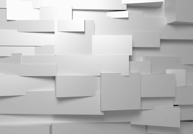 3D Effect White Trompe Loeil Abstract Wall Mural - Wizard & Genius WG161