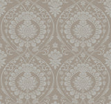 Imperial Damask Beige & Silver Wallpaper with Traditional Medallion Pattern - York DM4902