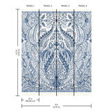 Jaipur Paisley Damask Blue Wall Mural with Classic Botanical Motif - York DM4912M