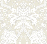 Artichoke Dam Beige & Gold Wallpaper with Classic French Damask Motif - York DM4956
