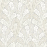 Shell Damask Grey Wallpaper with Modern Metallic Leaf Motif - York DM5022