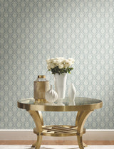 Petite Ogee Green Wallpaper with Classic Damask Ogee Pattern - York DM5028