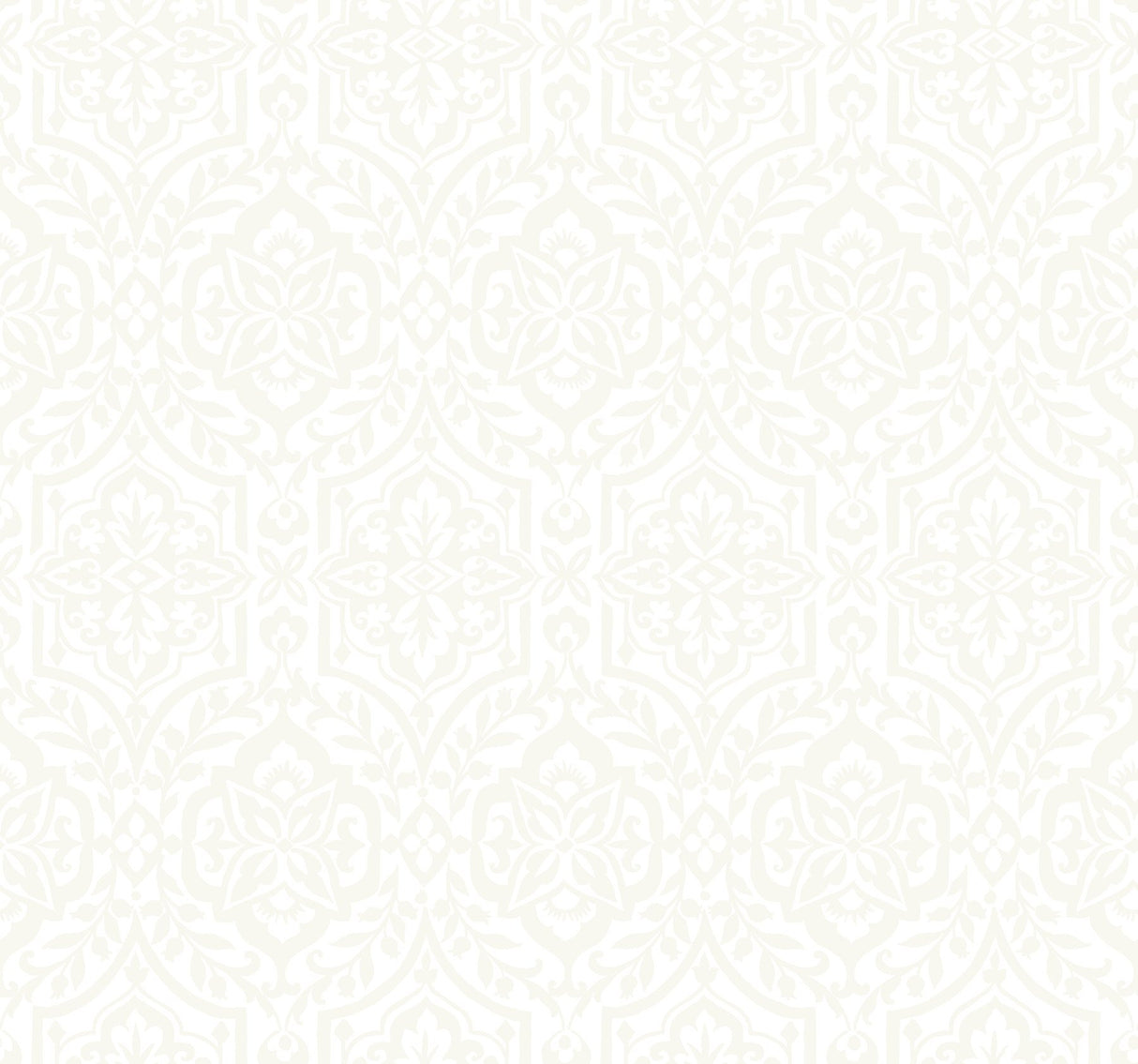 Cathedral Damask White Wallpaper with Traditional Damask Motif - York DM5032