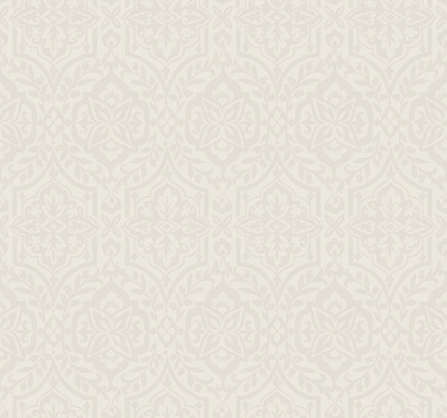 Cathedral Damask Taupe Wallpaper with Raised Filigree Pattern - York DM5034
