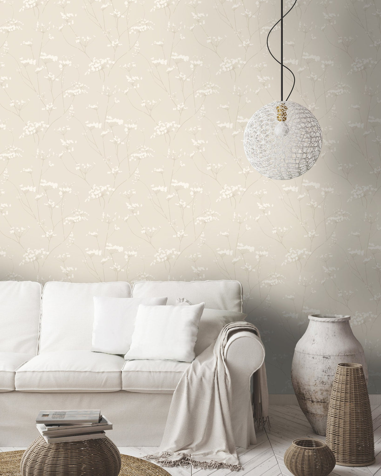 Enchanted Cream Wallpaper with Botanical Wildflower Motif - York DN3708