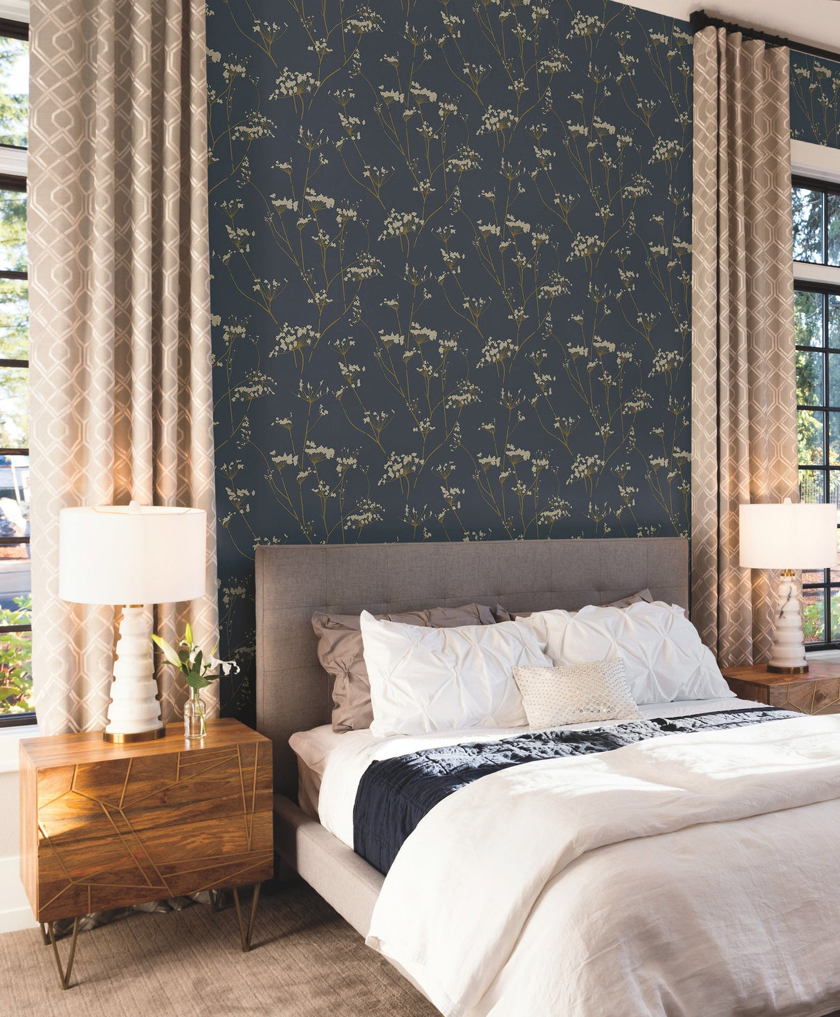 Enchanted Blue Botanical Non Woven Wallpaper  Candice Olson Design for York DN3709