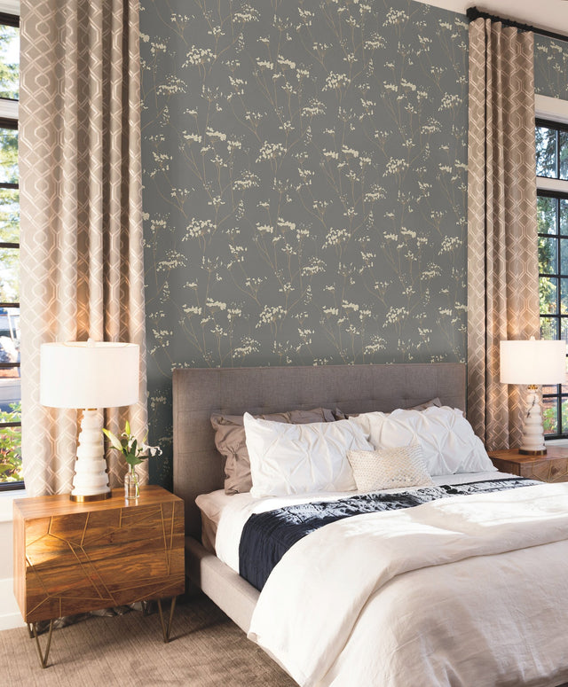 Enchanted Silver Wallpaper with Botanical Non Woven Motif - York DN3711