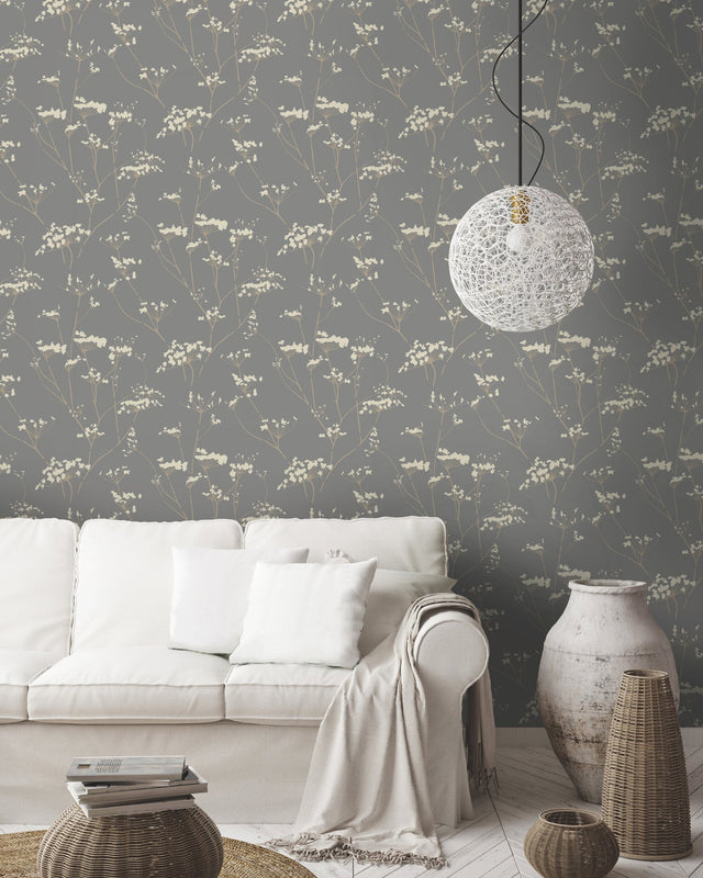 Enchanted Silver Wallpaper with Botanical Non Woven Motif - York DN3711
