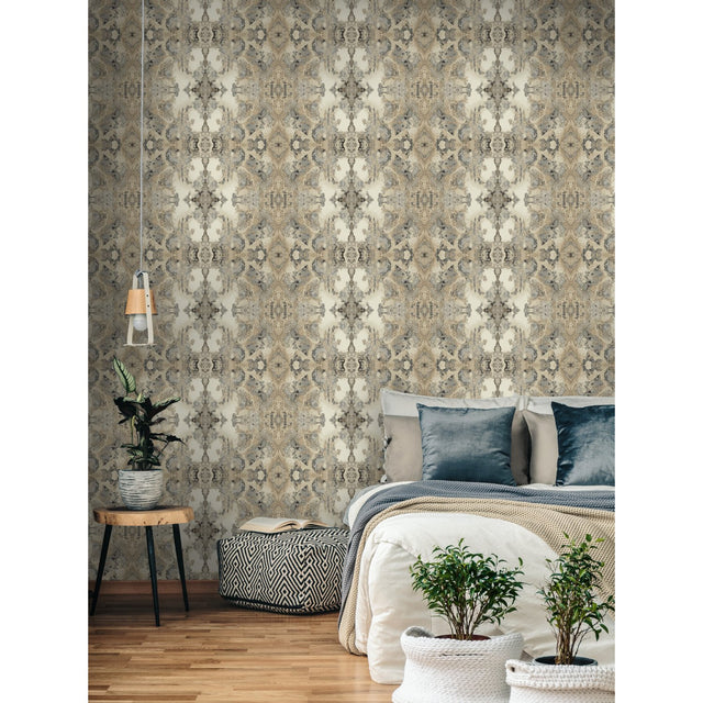 Inner Beauty Off White Wallpaper with Abstract Bohemian Motif - York DN3717