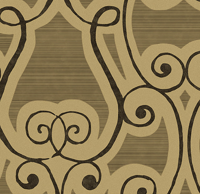 Harmony Brown Damask Wallpaper with Transitional Easy Walls Material - Lucky Day DRT13546