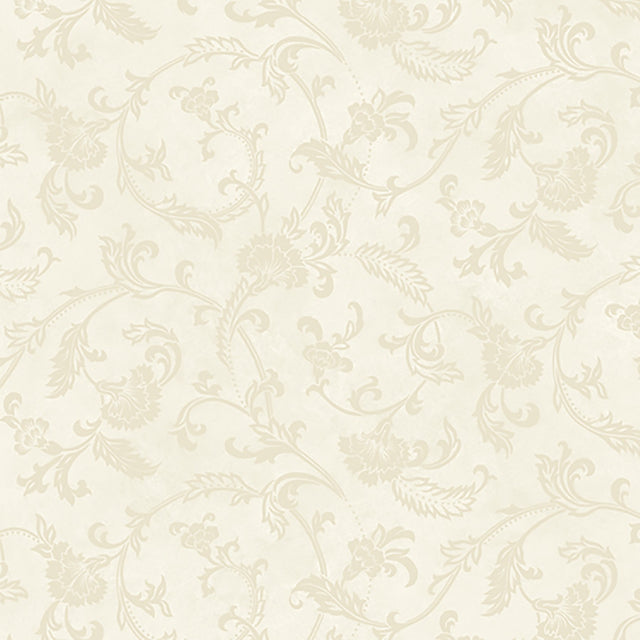 Trento Cream Floral Motif Scroll Wallpaper with Traditional Scrolls Pattern - Lucky Day DRT13593