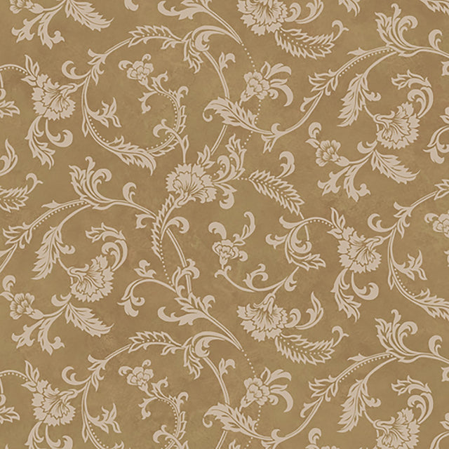 Trento Brown Floral Motif Scroll Wallpaper with Traditional Easy Walls Prepasted Design - Lucky Day DRT13596