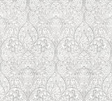 Paradise Bright White & Silver Damask Non Woven Wallpaper - York DT5011