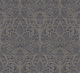 Paradise Navy & Gold Damask Non Woven Wallpaper - York DT5013