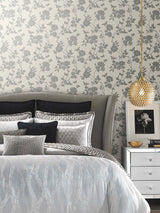 Flutter Vine White & Silver Wallpaper with Floral Vine and Butterfly Motif - York DT5023