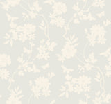 Flutter Vine White Wallpaper with Floral Vine and Butterfly Silhouette - York DT5024