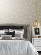 Flutter Vine White Wallpaper with Floral Vine and Butterfly Silhouette - York DT5024