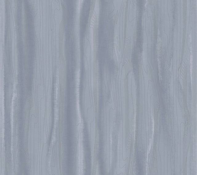 Fantasy Faux Bois Blue & Silver Wallpaper with Metallic Woodgrain Pattern - York DT5031