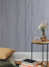Fantasy Faux Bois Blue & Silver Wallpaper with Metallic Woodgrain Pattern - York DT5031
