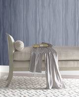 Fantasy Faux Bois Blue & Silver Wallpaper with Metallic Woodgrain Pattern - York DT5031